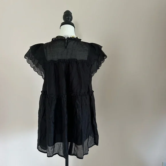 *NEW Flutter Sleeve Top in Cotton-Silk Voile - Picture 5 of 6